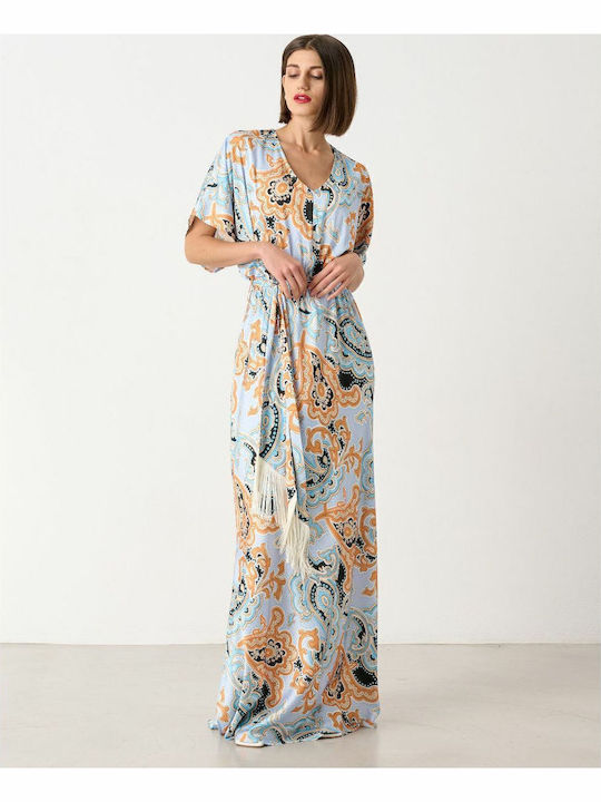 Summer Maxi Dress for Wedding / Baptism Satin Light Blue