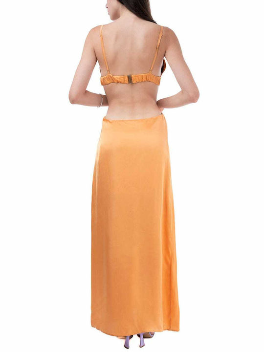 Lace Summer Maxi Evening Dress with Lace Orange