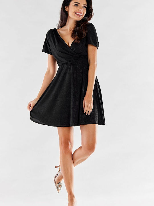 Awama A558 Summer Mini Dress Wrap Black