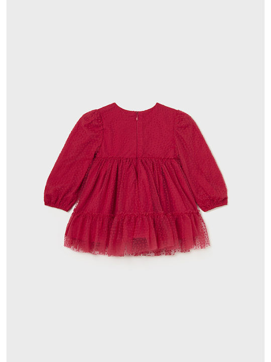 Mayoral Παιδικό Φόρεμα Τούλινο Μακρυμάνικο Κόκκινο