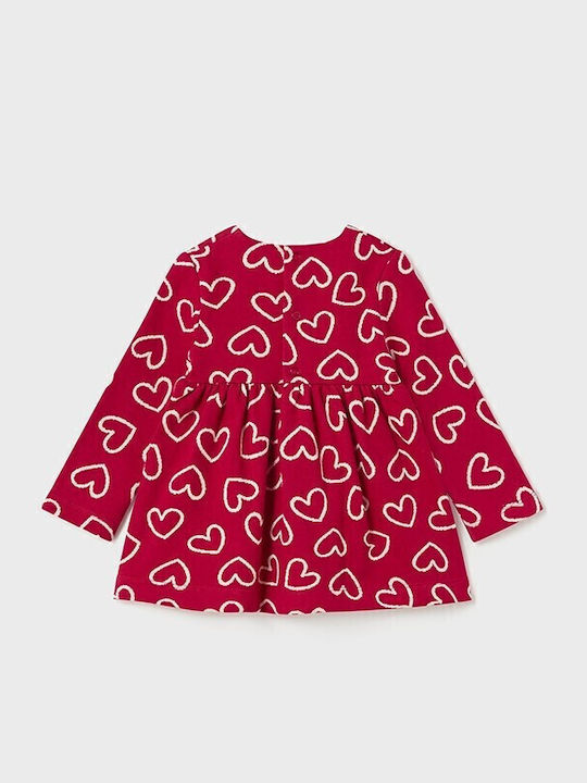 Hearts Rochie pentru Copii Mânecă lungă Tricotat Floral Roșu