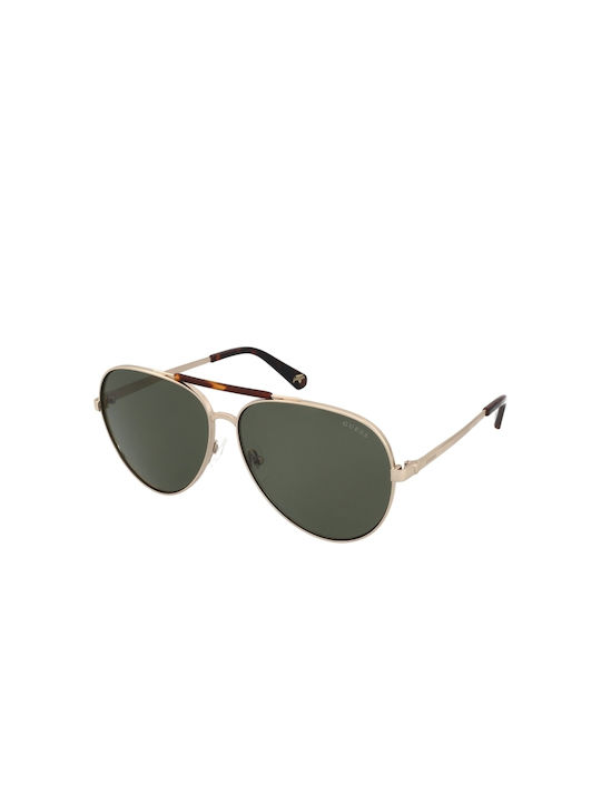 Guess Sunglasses with Gold Metal Frame and Green Lens GU5209 32N