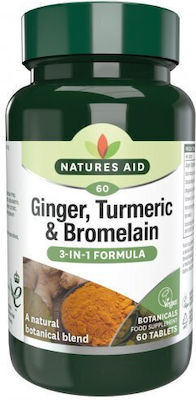 Natures Aid Ginger Turmeric & Bromelain 60tabs