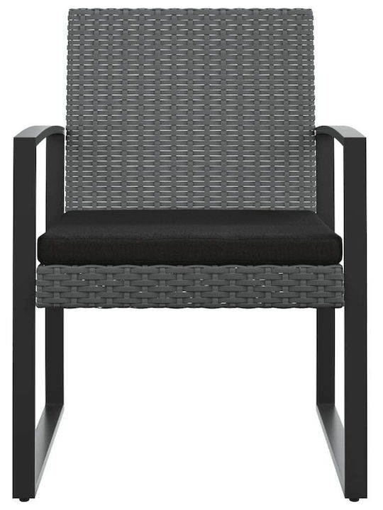 Outdoor Chair Rattan Gray with Cushion 2pcs 54.5x57x77.5cm