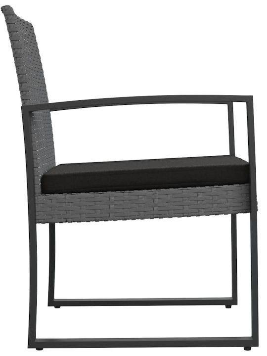 Outdoor Chair Rattan Gray with Cushion 2pcs 54.5x57x77.5cm
