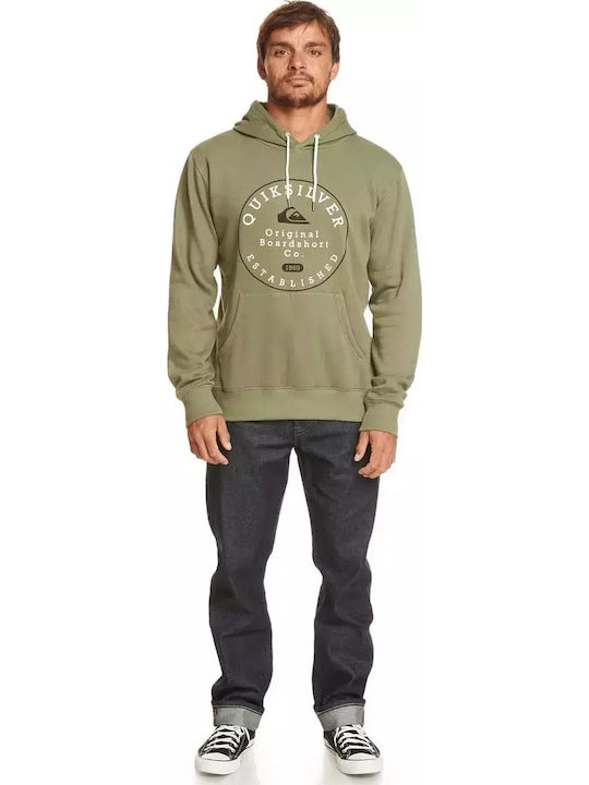 Circle Trim Sweatshirt with Hood Khaki
