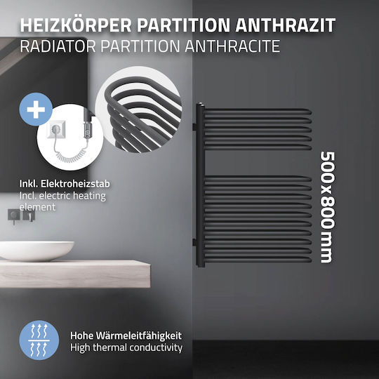 ML-Design Towel Rail Bathroom 800x500 Gray