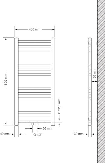 ECD Germany Towel Rail Bathroom 800x400 White