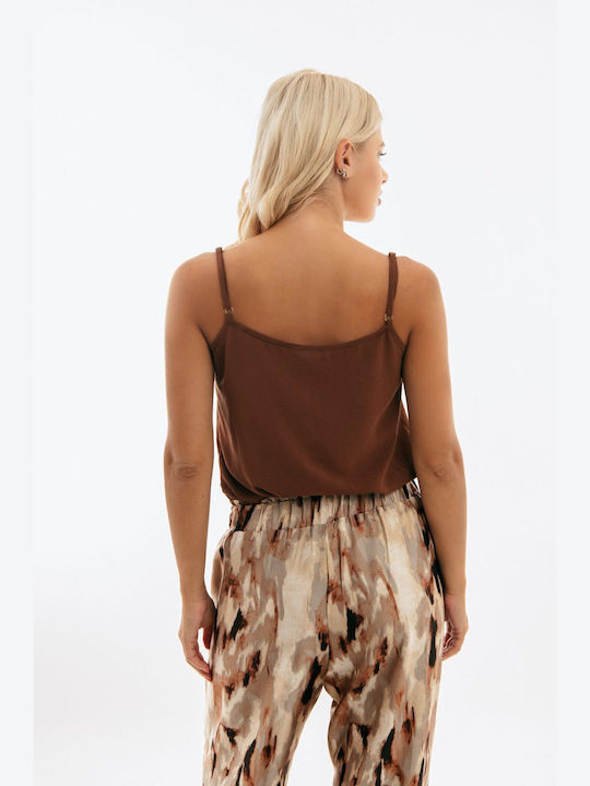 Freestyle Women's Summer Blouse with Straps Brown