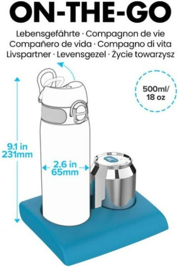 Ion8 Stainless Steel Plastic Thermos Bottle 500ml Gray