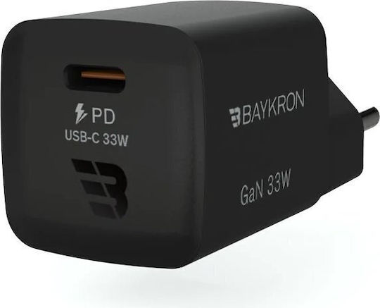 Baykron Φορτιστής Χωρίς Καλώδιο GaN με Θύρα USB-C 33W Power Delivery Μαύρος (BA-WC-001)