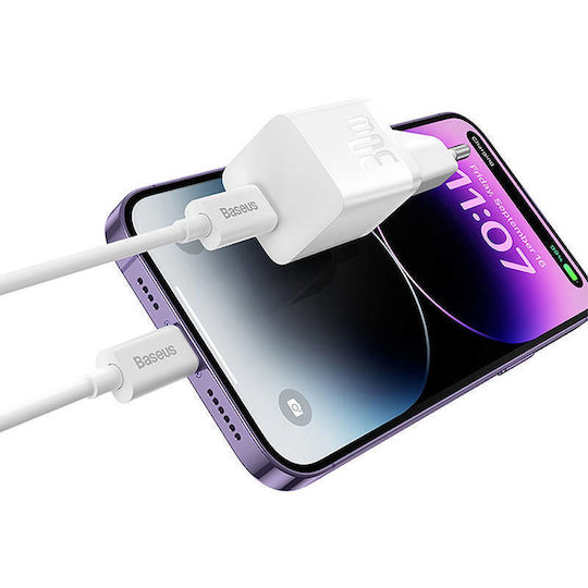 Baseus Charger Without Cable GaN with USB-C Port 30W Whites (Gan5)