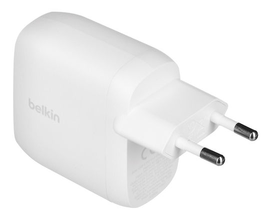 Belkin Charger Without Cable with 2 USB-C Ports 30W Power Delivery Whites (BoostCharge Pro)