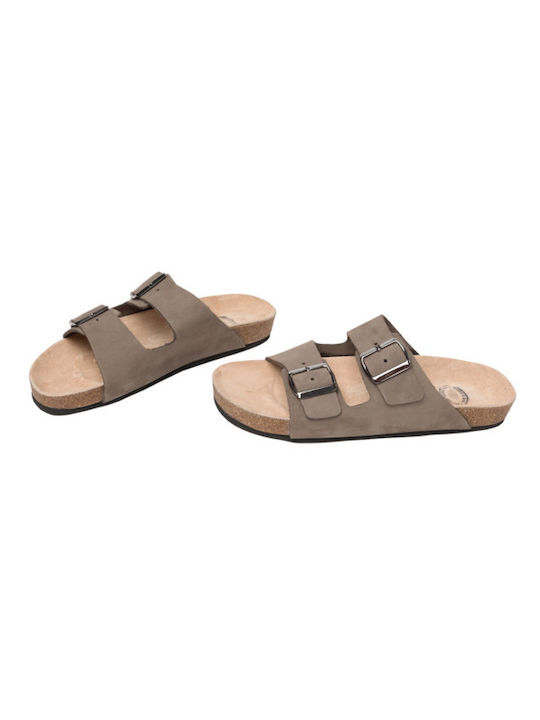 Philio Leather Women's Flat Sandals in Gray Color