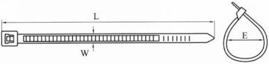 CHS Plastische Kabelbinder 400mmx4.7mm in Weiß Farbe (100Stk) 02.012.0087