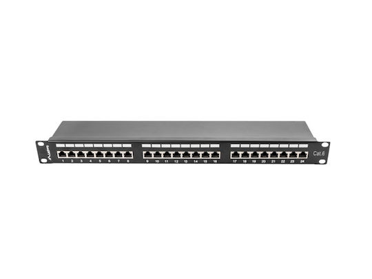 Lanberg Patch Panel Shielded για Rack 1U 19" 24 Θυρών cat6 Μαύρο