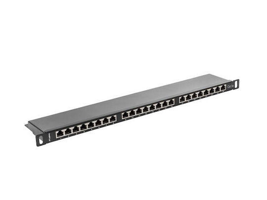 Lanberg Екраниран пач панел за рафт 0.5U 19" 24 порта cat5e Черен