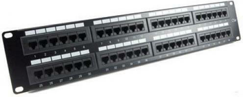 Patch Panel für Rack 2U 19" 48 Ports cat6 Schwarz