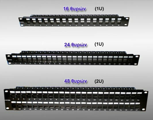 Central Patch Panel Keystone for Rack 2U 19" with 48 Ports Black