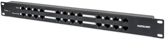 Manhattan Patch Panel για Rack 1U 19" 12 Θυρών cat5e PoE+ Μαύρο