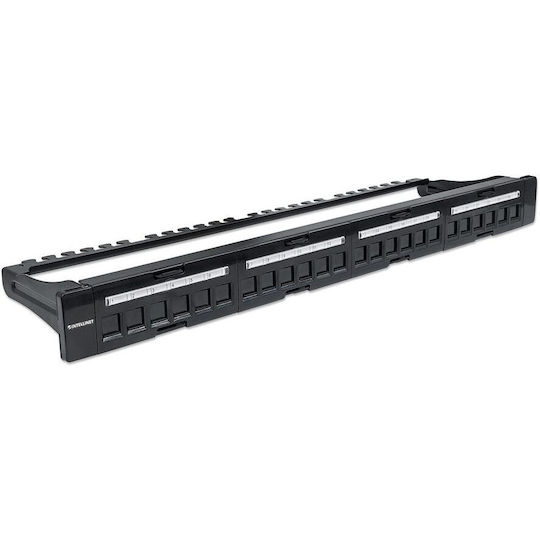 Manhattan Patch Panel Keystone για Rack 1U 24 Θυρών Μαύρο