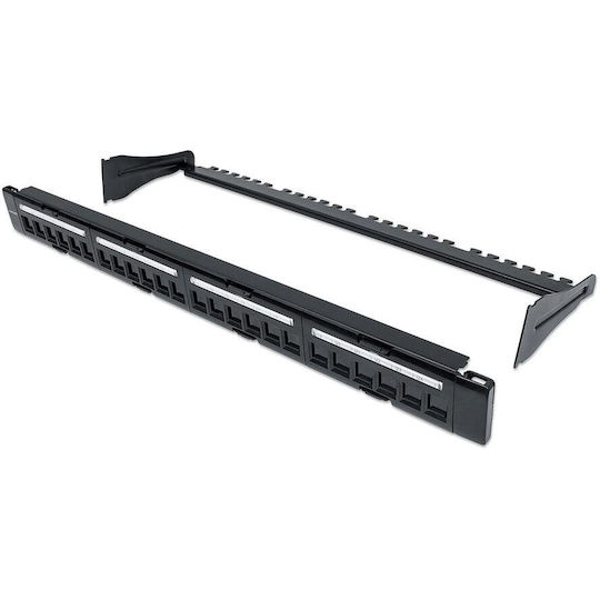 Manhattan Patch Panel Keystone για Rack 1U 24 Θυρών Μαύρο