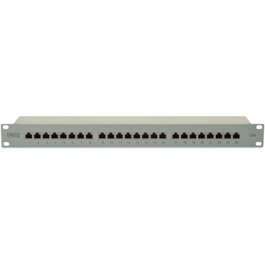 Digitus Patch Panel Shielded για Rack 1U 19" 24 Θυρών cat5e Γκρι