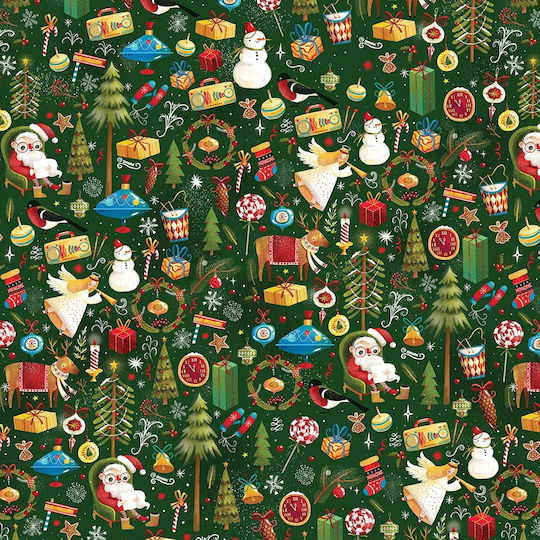 Svoora Svoora Опаковъчна хартия Christmas Ролка Коледно Опаковъчна хартия за Подарък Зелен 70см.