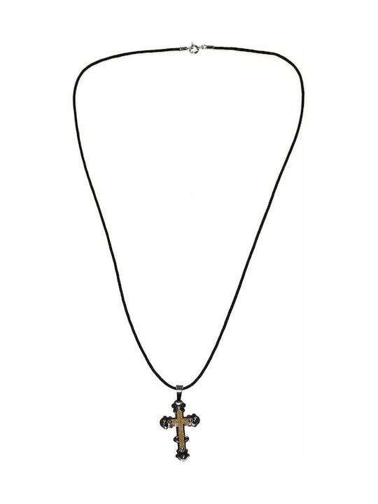 Bizoutaki Cross from Gold Plated Steel with Cord