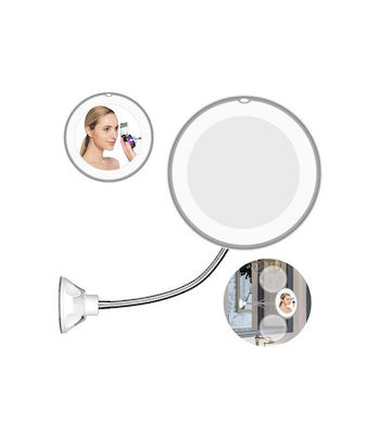 Lighted Wall Mounted Makeup Mirror Zoom x10 Silver