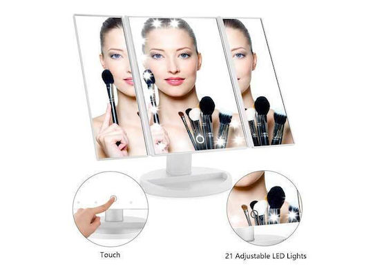 Makeup Mirror Tabletop with Light 34x27cm White