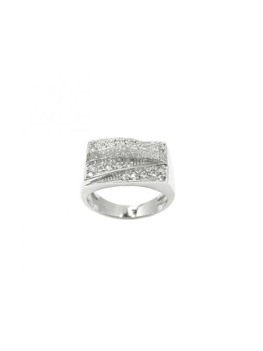 ART D OR - RING IN WHITE GOLD K14 WITH CUBIC ZIRCONIA ADR-852