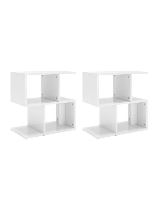 White Wooden Bedside Tables 2 Pieces 50x30x51.5cm