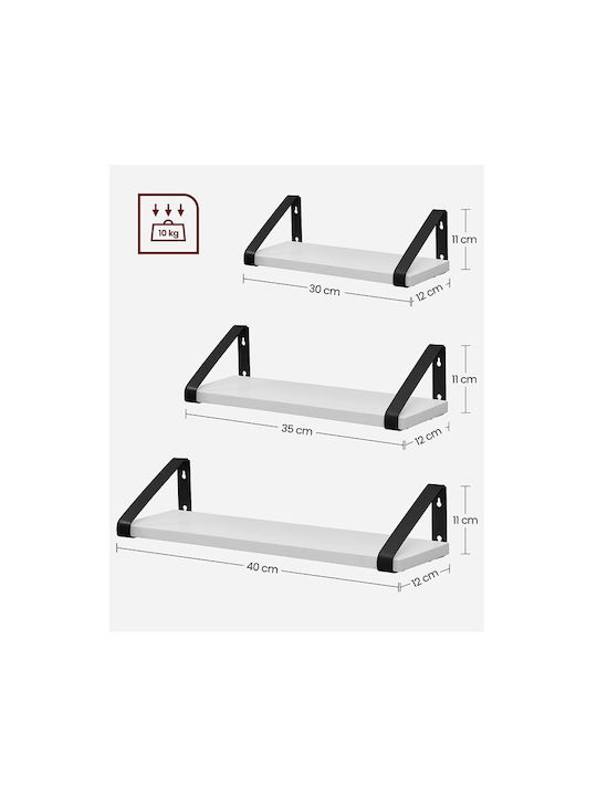 White Wall Shelves (3 Pieces) 40x12x11cm