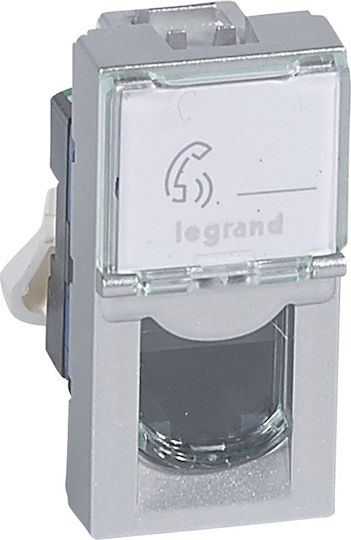 Legrand Mosaic Single Network Socket RJ45 Cat6 Silver 079462
