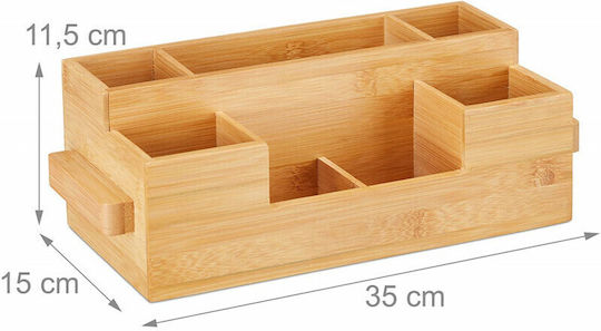 Relaxdays Organizator Cosmetice Cu Separatoare Bej 35x15x11.5cm