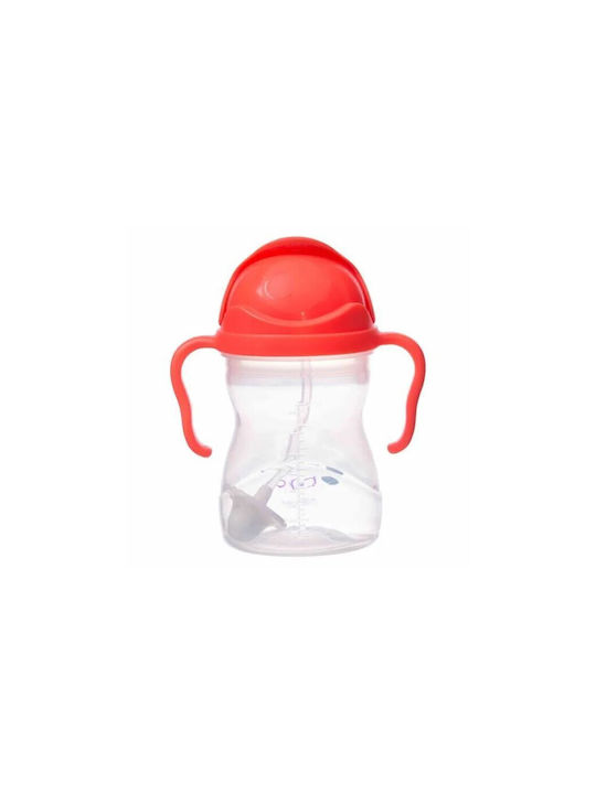 B.Box Glass Water made of Glass in Red Color with straw 240ml