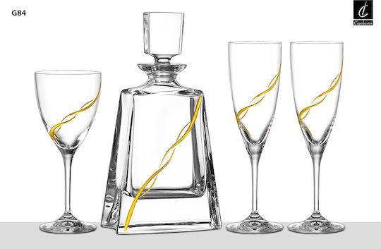 Capolavoro Pahar pentru Vin Alb din Cristal în Culoarea Aur Pahar cu picior 250ml