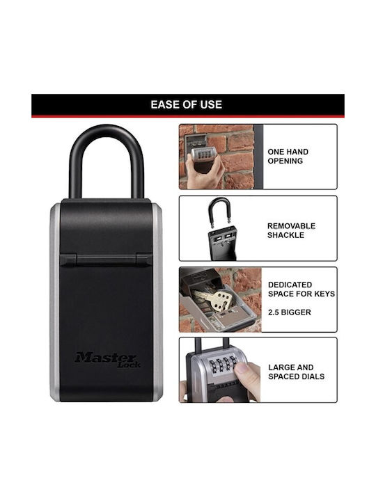Master Lock 5480EURD Combination Key Holder with Horseshoe Metallic and Combination Dial 7.6x4.3x19.6cm