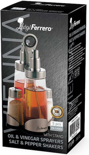 Luigi Ferrero Set de Ulei și Oțet cu Sare și Piper din Oțel Inoxidabil cu Flux 60ml