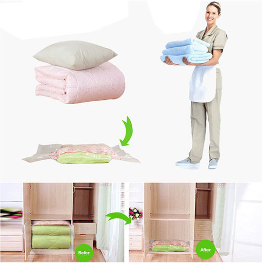 Plastic Storage Bag For Clothes Airtight and with Vacuum in White Color 110x80cm 1pcs