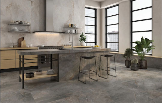 Halcon Ceramics Toscana Placă Interior Porțelanat Mat 100x100cm Gris Mate Lappato