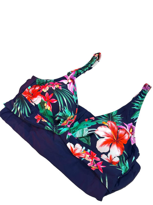 Mohicans Black Line One-Piece Swimsuit Floral Blue