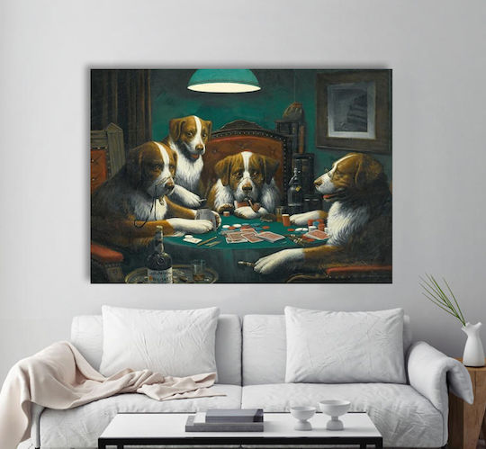 I-gallery Poker Game Coolidge Πίνακας σε Καμβά 70x50cm