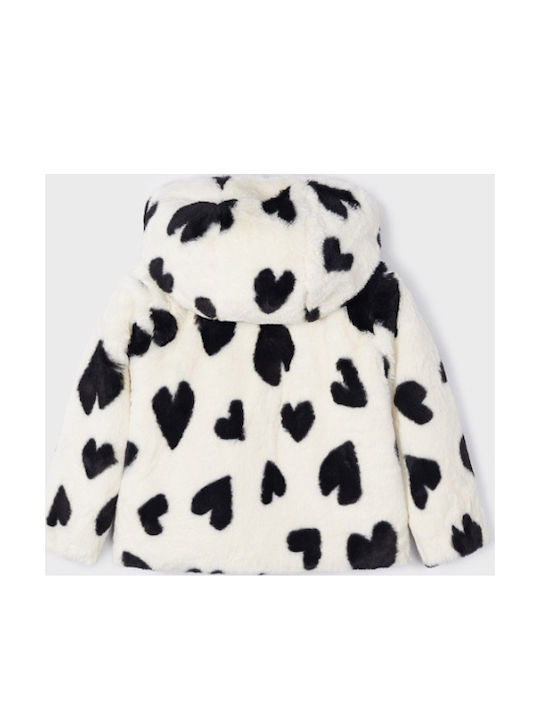 Kids' Fur Short with Hood Ecru