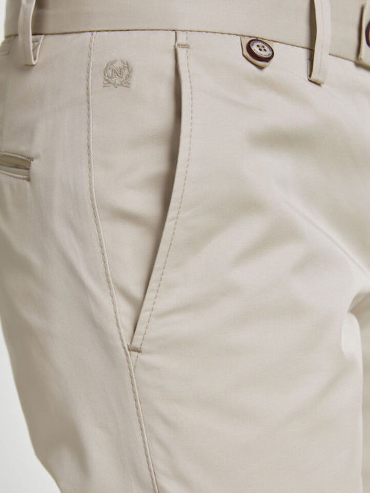 Men's Elastic Beige Chino Trousers