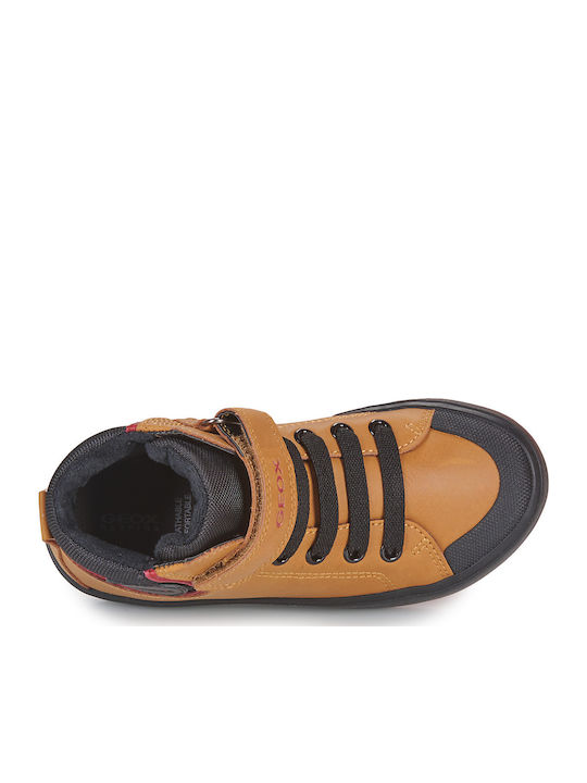 Gisli Anatomical Leather Kids Boots with Velcro Tabac Brown