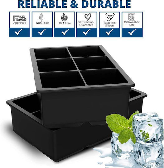 Viosarp Ice Tray Cube Silicone 6 Slots Black 5206753041030