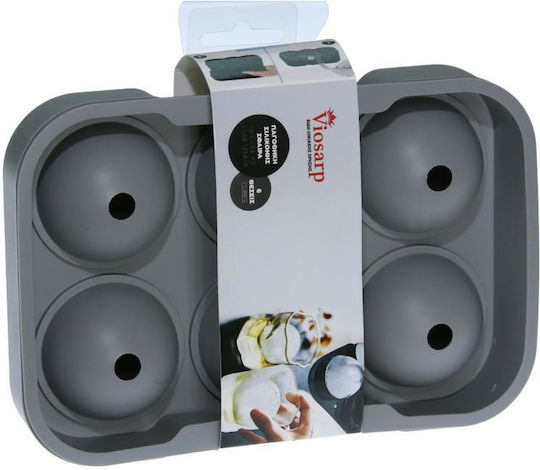 Viosarp Ice Cube Mold Round Silicone 6 Slots Gray 5206753041023