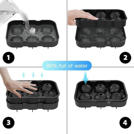 Viosarp Ice Cube Mold Round Silicone 6 Slots Gray 5206753041023